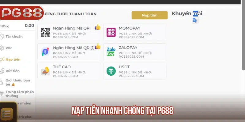 PG88 KNAPP - App Cá Cược Đẳng Cấp | Đăng Ký Nhận Ưu Đãi Chọn hình thức nạp tiền thích hợp trên màn hình PG88